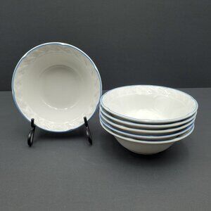 Vina Fera Cereal Bowl Vina Fera Radiance Fruit Dessert Bowl White Bowl Blue Edge